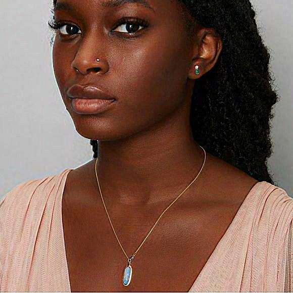 Scosha The Simone 14k Gold Opal Diamond Ruby Pendant Necklace Nwt — image 2 of 4